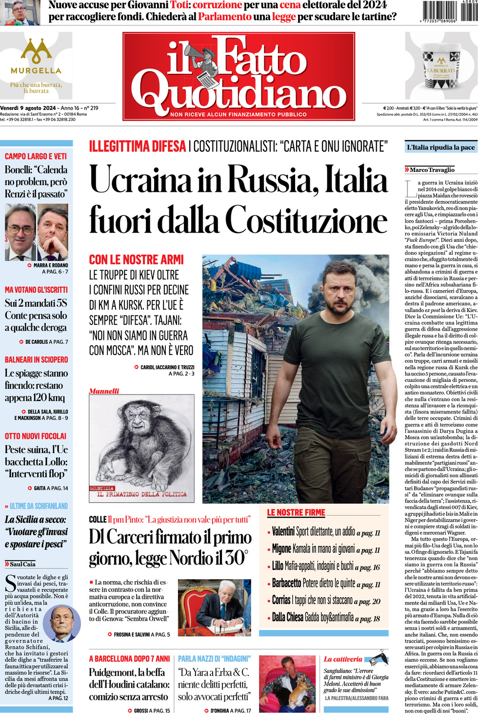 Prima-pagina-il-fatto-quotidiano-edizione-di-oggi-09-08-2024