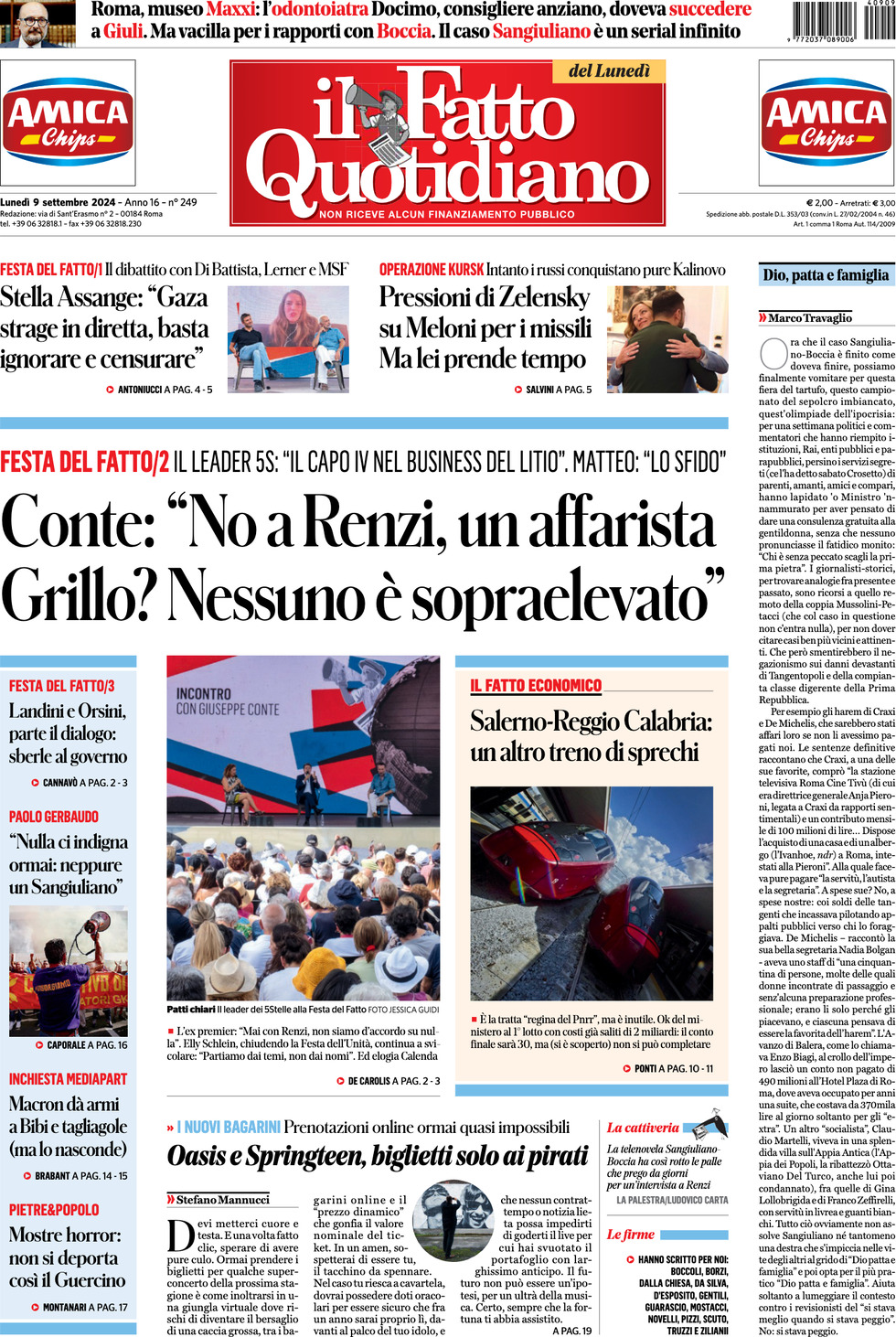 Prima-pagina-il-fatto-quotidiano-edizione-di-oggi-09-09-2024