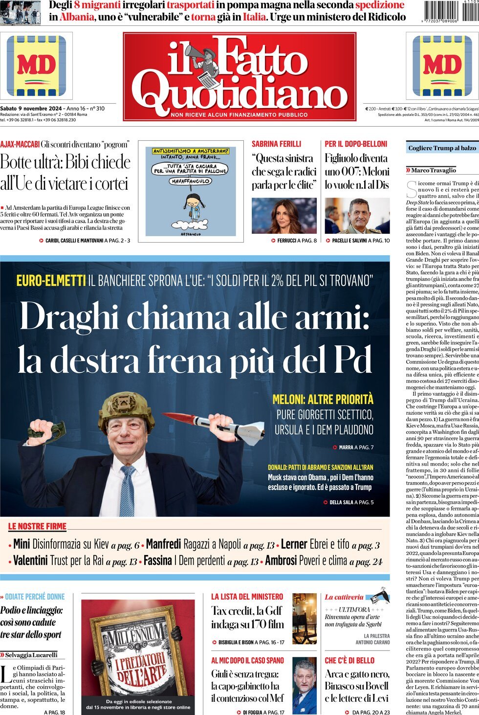 Prima-pagina-il-fatto-quotidiano-edizione-di-oggi-09-11-2024