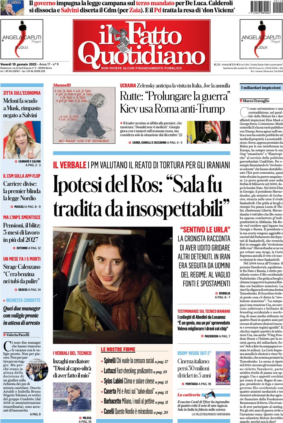 Prima-pagina-il-fatto-quotidiano-edizione-di-oggi-10-01-2025