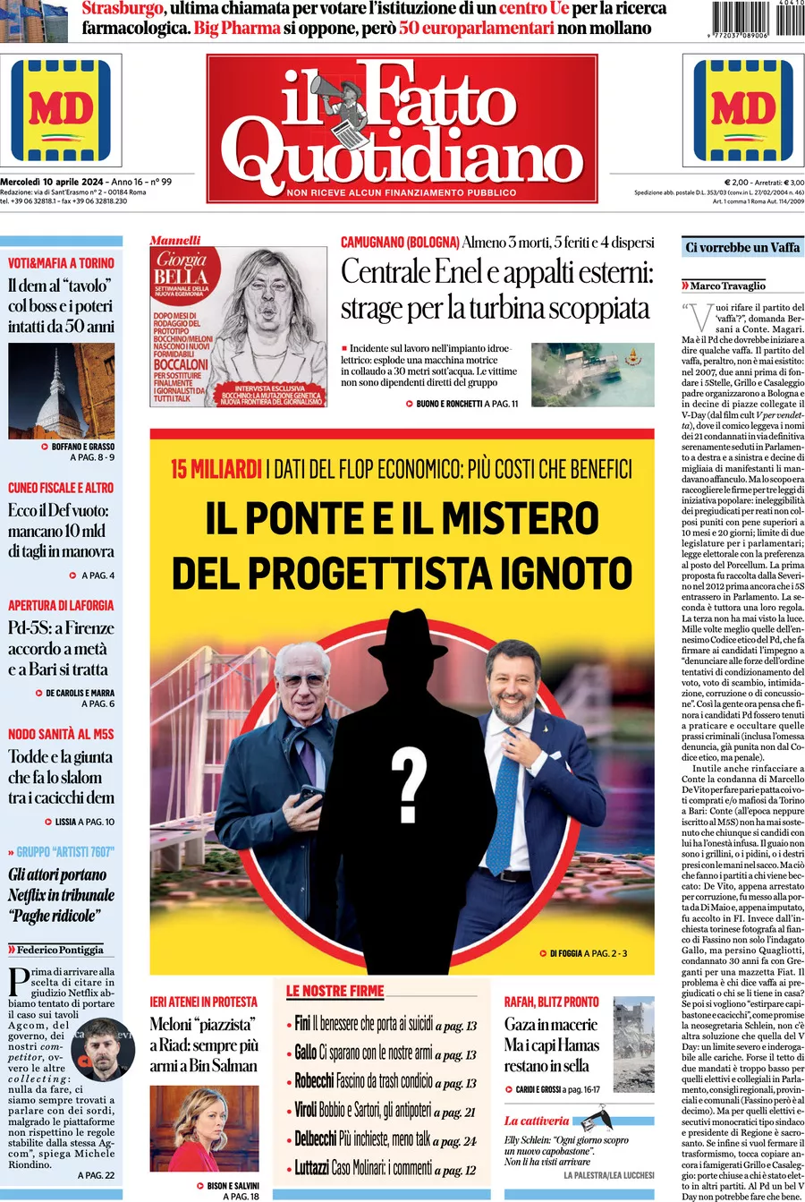 Prima-pagina-il-fatto-quotidiano-edizione-di-oggi-10-04-2024