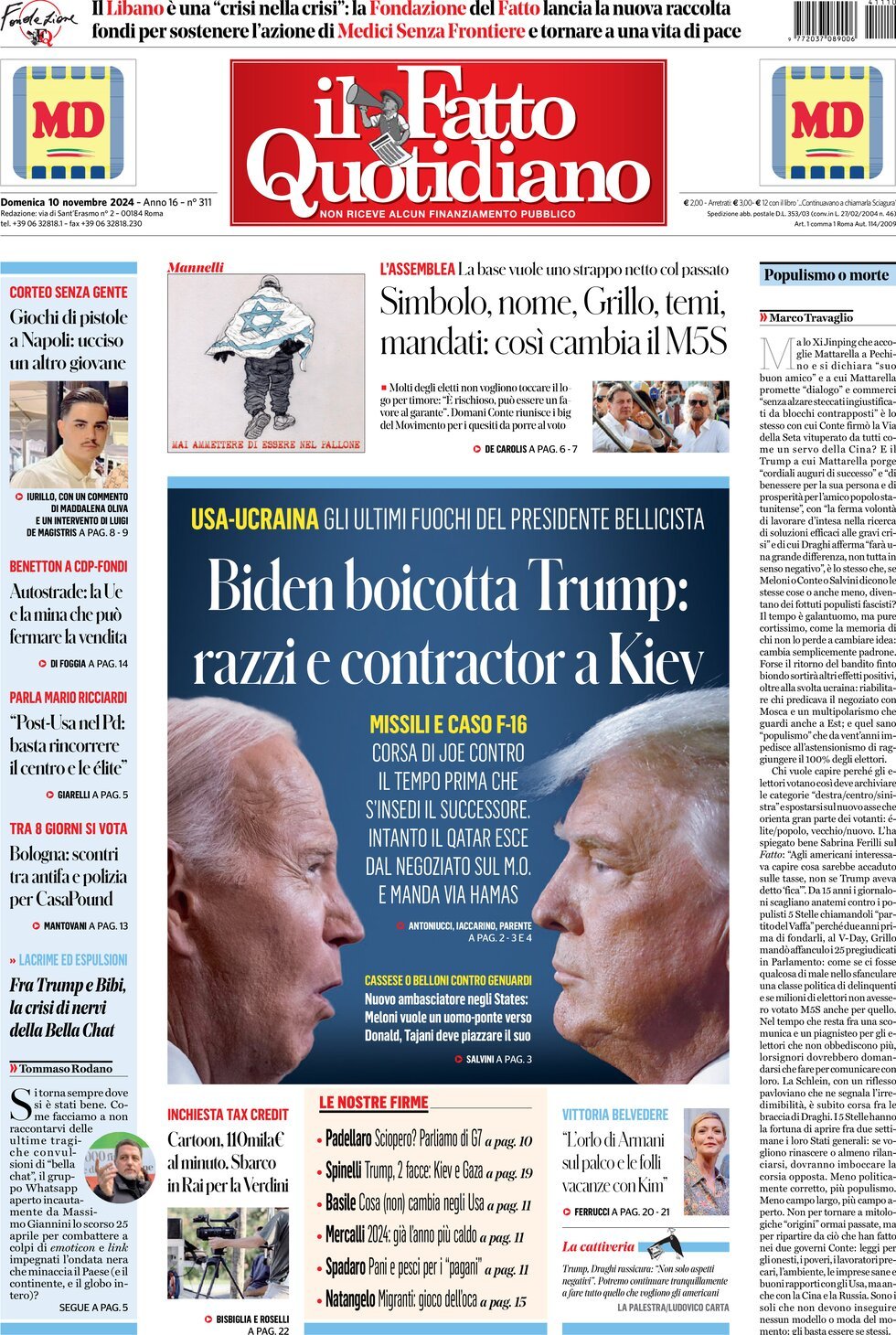 Prima-pagina-il-fatto-quotidiano-edizione-di-oggi-10-11-2024