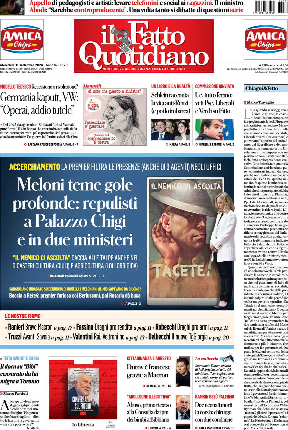 Prima-pagina-il-fatto-quotidiano-edizione-di-oggi-11-09-2024