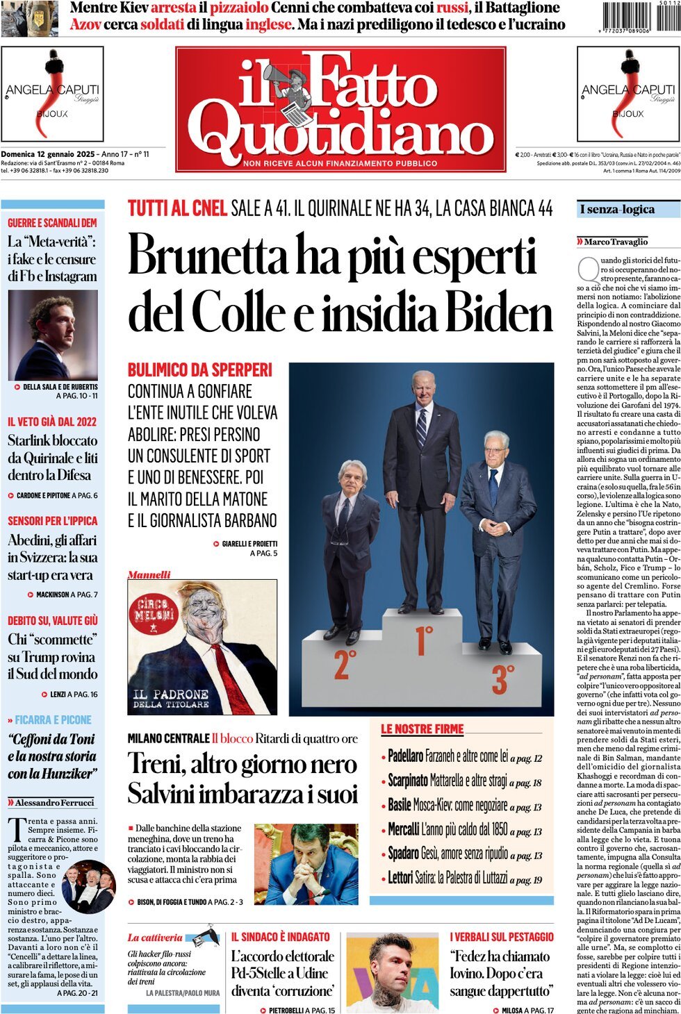 Prima-pagina-il-fatto-quotidiano-edizione-di-oggi-12-01-2025