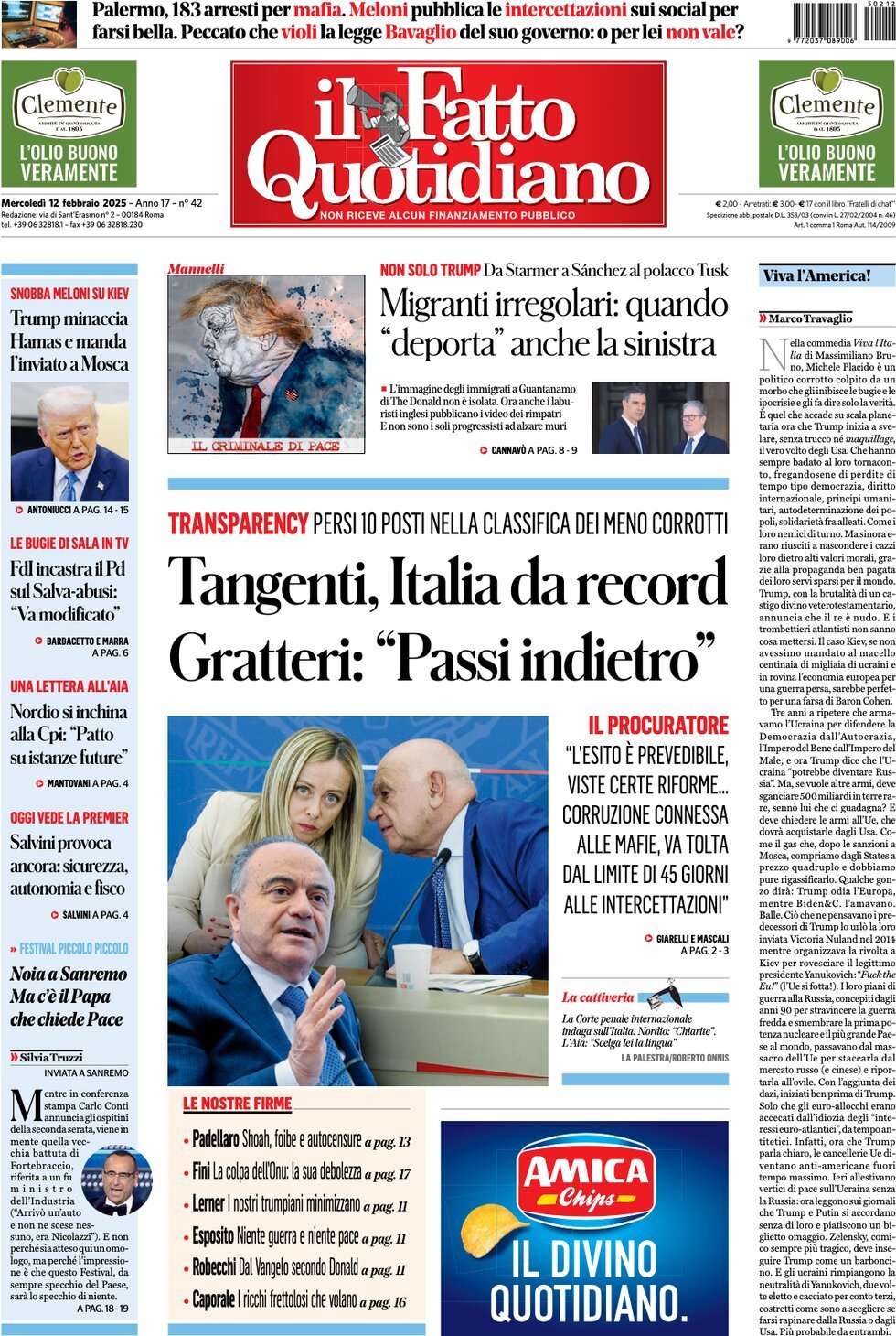 Prima-pagina-il-fatto-quotidiano-edizione-di-oggi-12-02-2025