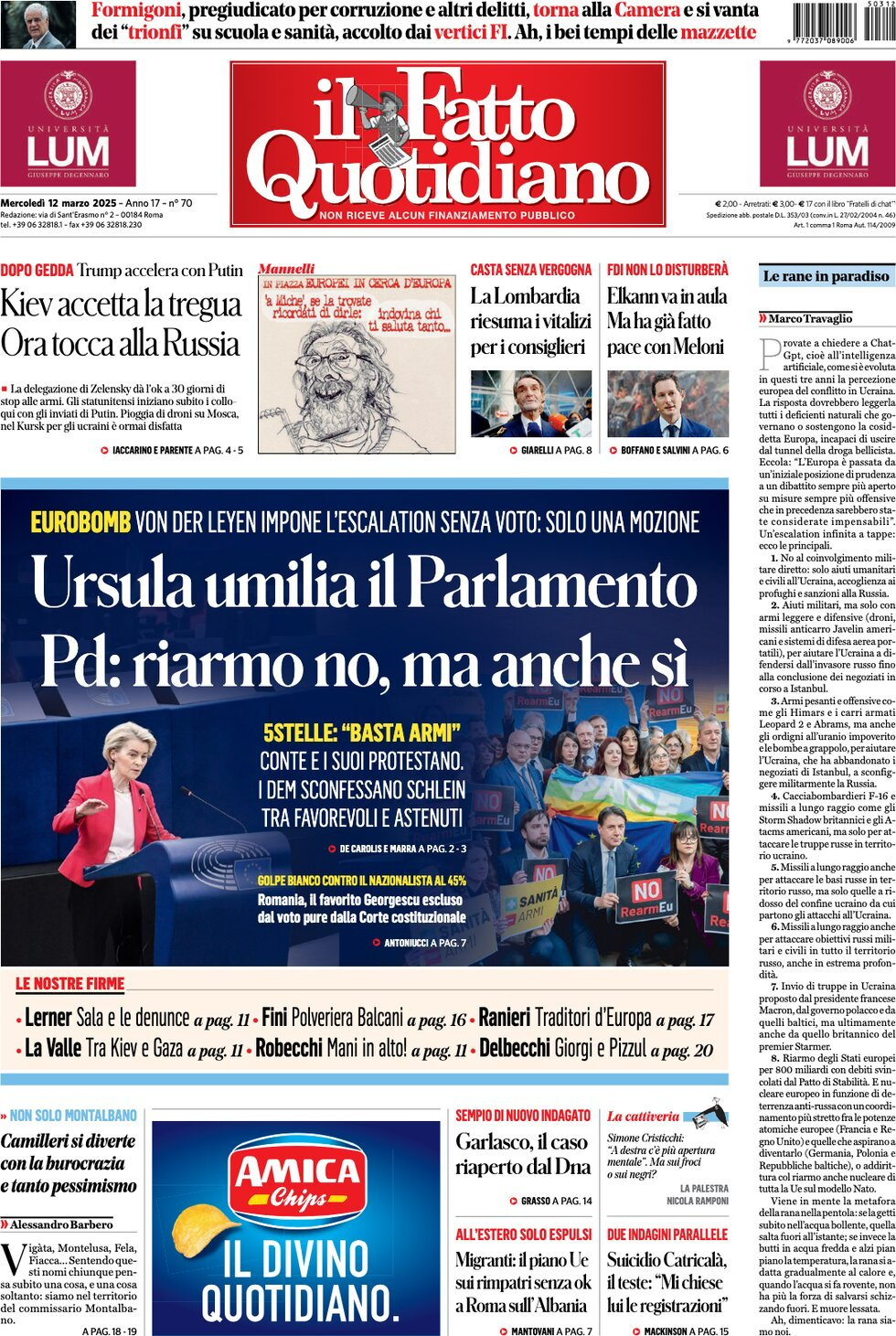 Prima-pagina-il-fatto-quotidiano-edizione-di-oggi-12-03-2025