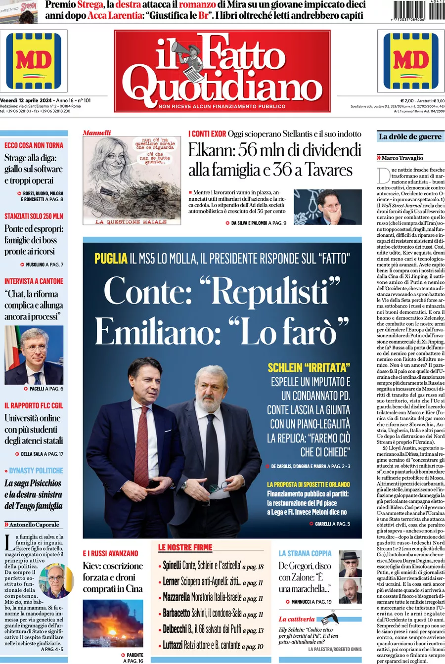 Prima-pagina-il-fatto-quotidiano-edizione-di-oggi-12-04-2024