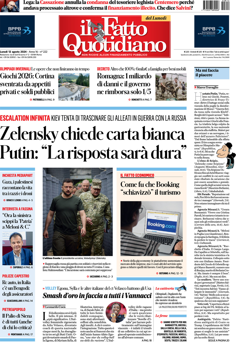 Prima-pagina-il-fatto-quotidiano-edizione-di-oggi-12-08-2024