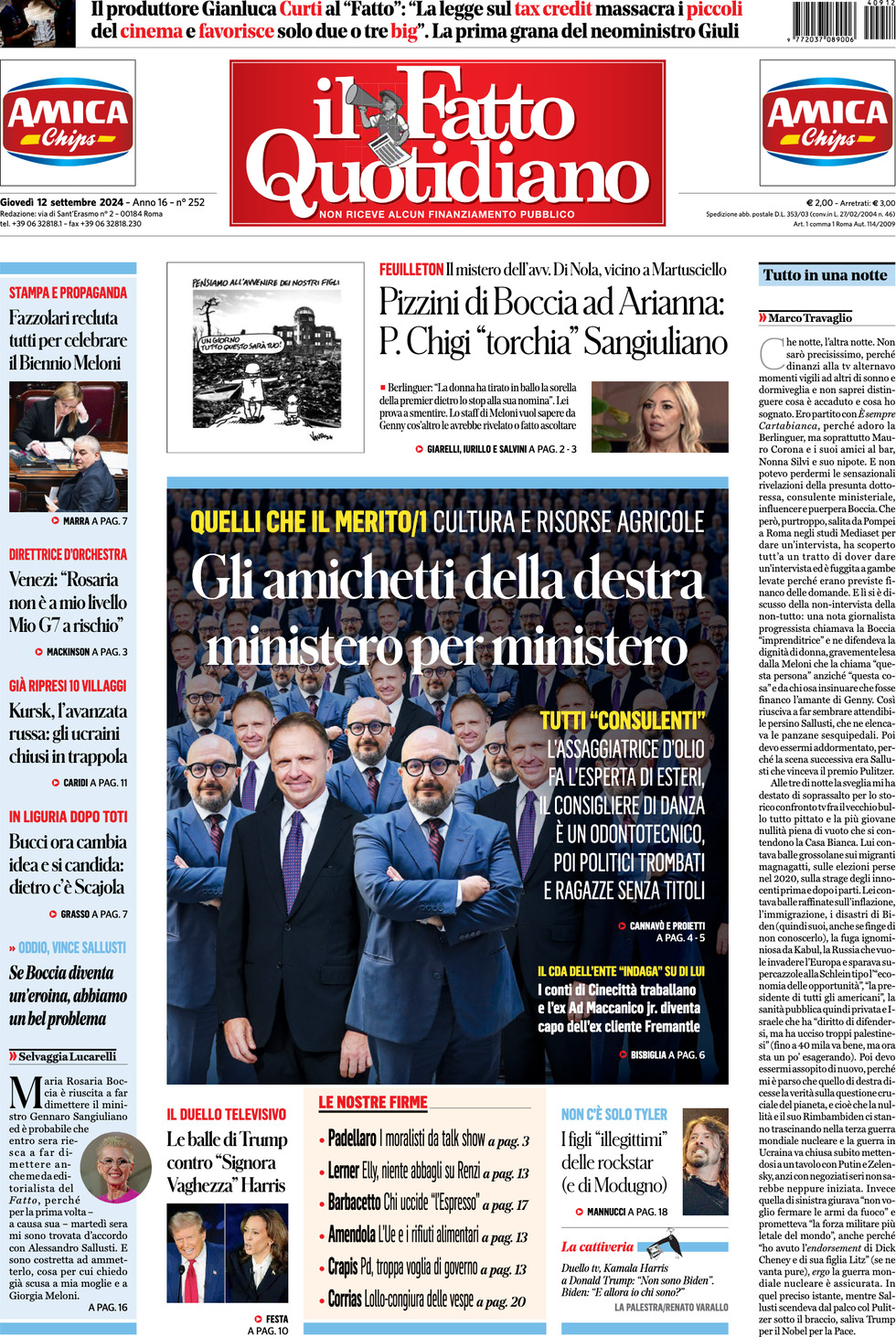 Prima-pagina-il-fatto-quotidiano-edizione-di-oggi-12-09-2024