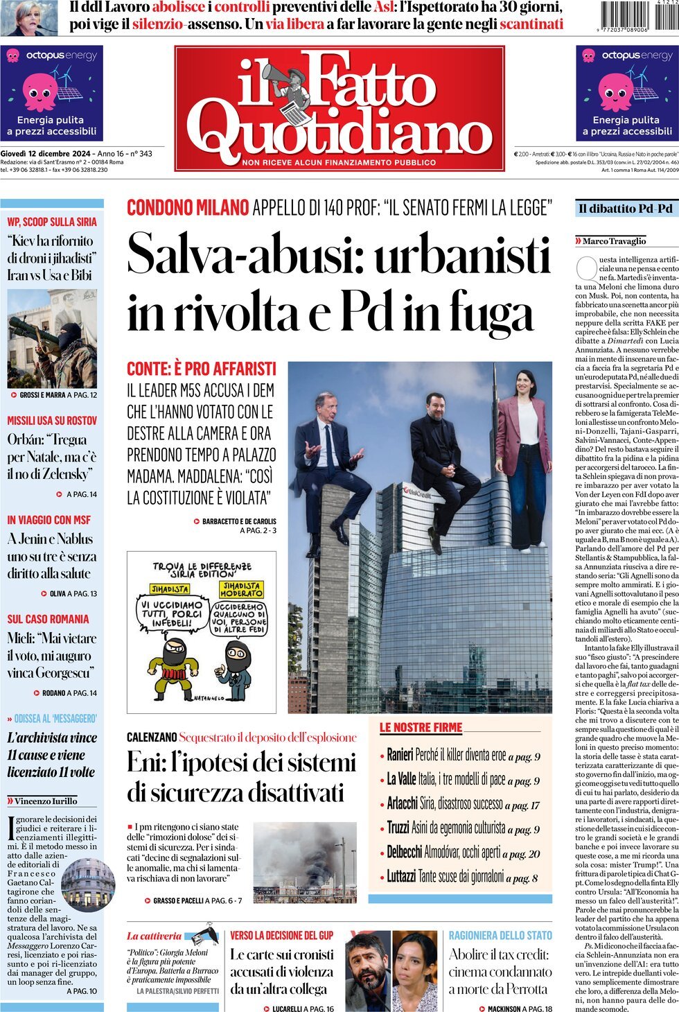 Prima-pagina-il-fatto-quotidiano-edizione-di-oggi-12-12-2024