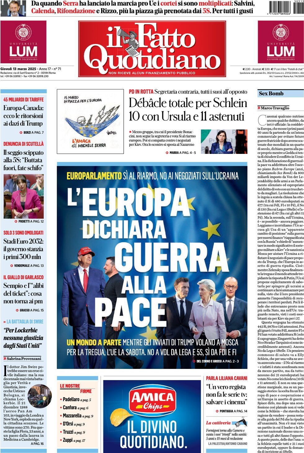 Prima-pagina-il-fatto-quotidiano-edizione-di-oggi-13-03-2025