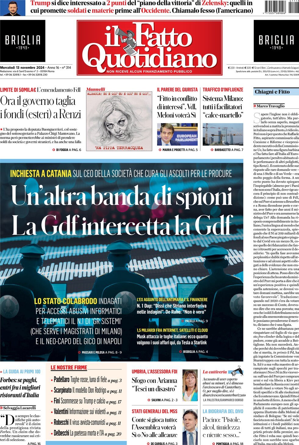 Prima-pagina-il-fatto-quotidiano-edizione-di-oggi-13-11-2024