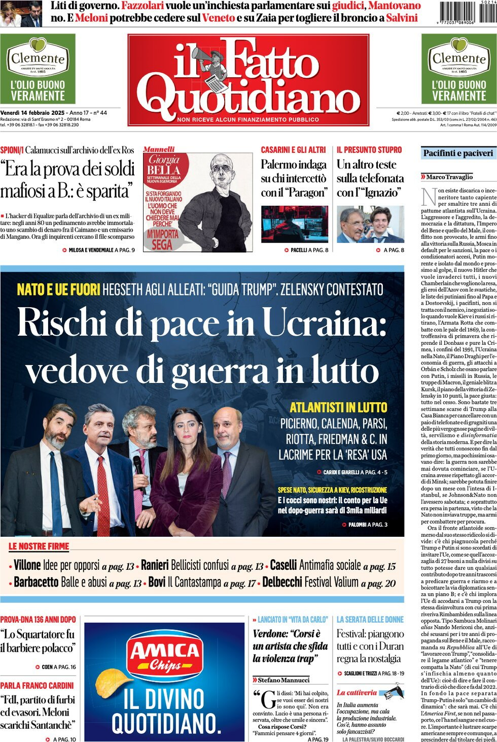 Prima-pagina-il-fatto-quotidiano-edizione-di-oggi-14-02-2025