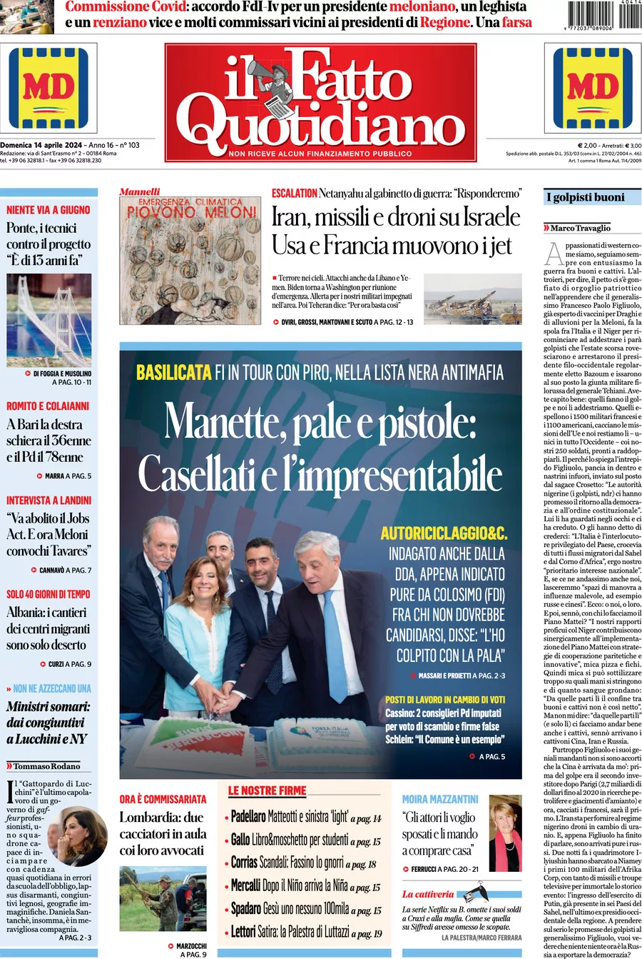 Prima-pagina-il-fatto-quotidiano-edizione-di-oggi-14-04-2024