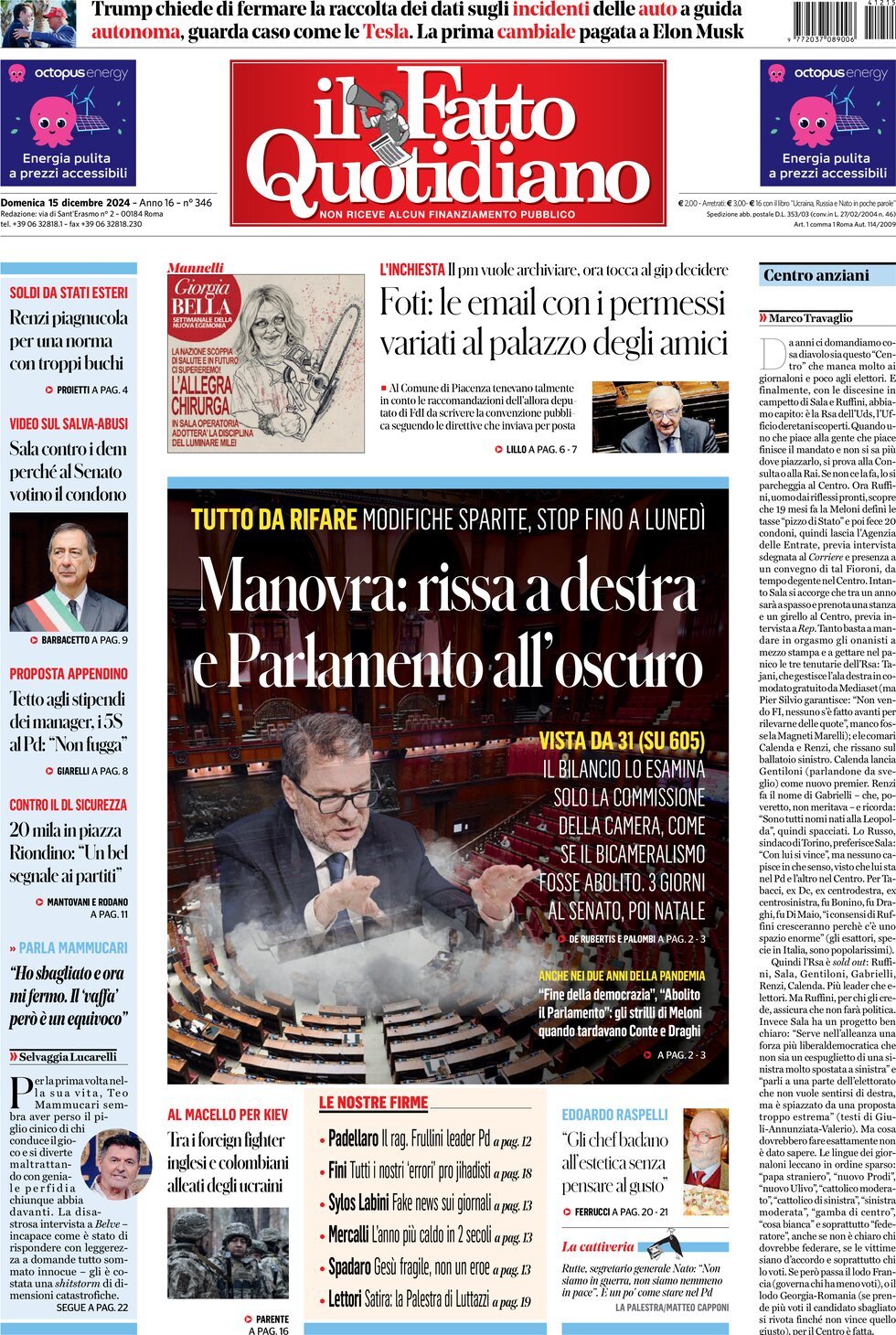 Prima-pagina-il-fatto-quotidiano-edizione-di-oggi-15-12-2024