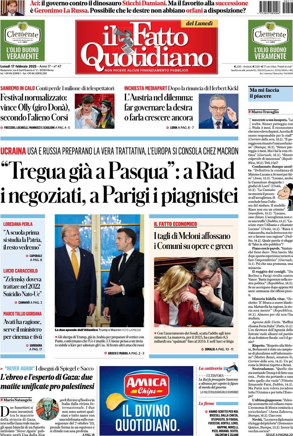 Prima-pagina-il-fatto-quotidiano-edizione-di-oggi-17-02-2025