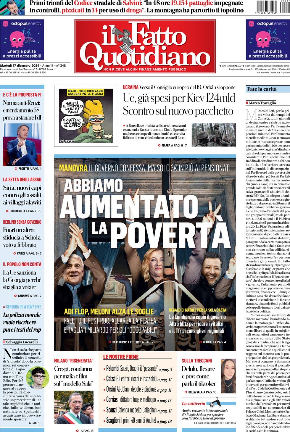 Prima-pagina-il-fatto-quotidiano-edizione-di-oggi-17-12-2024