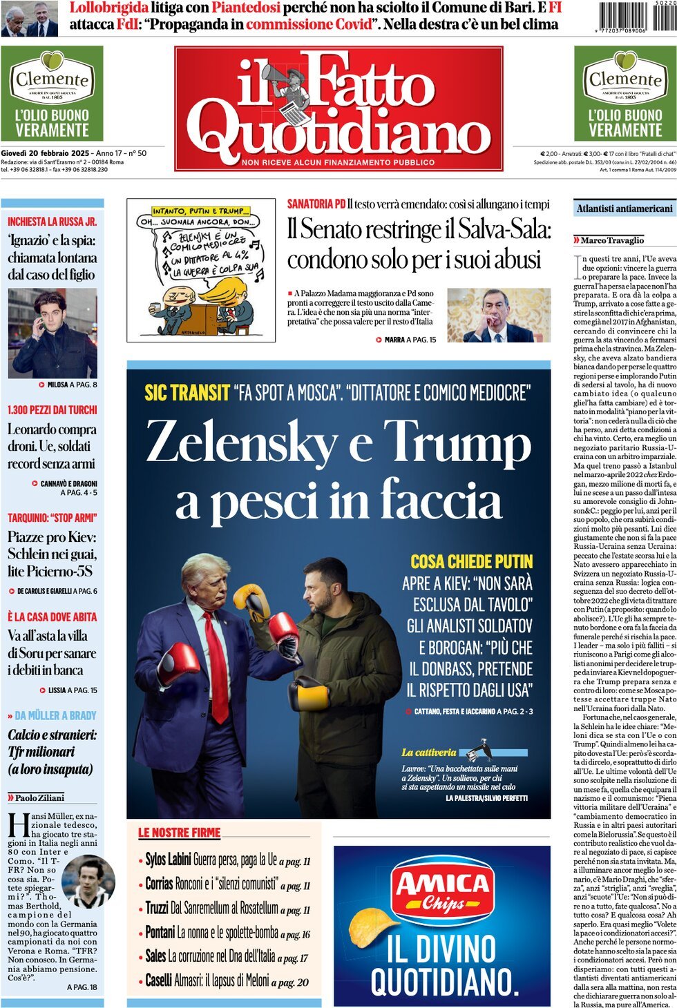 Prima-pagina-il-fatto-quotidiano-edizione-di-oggi-20-02-2025