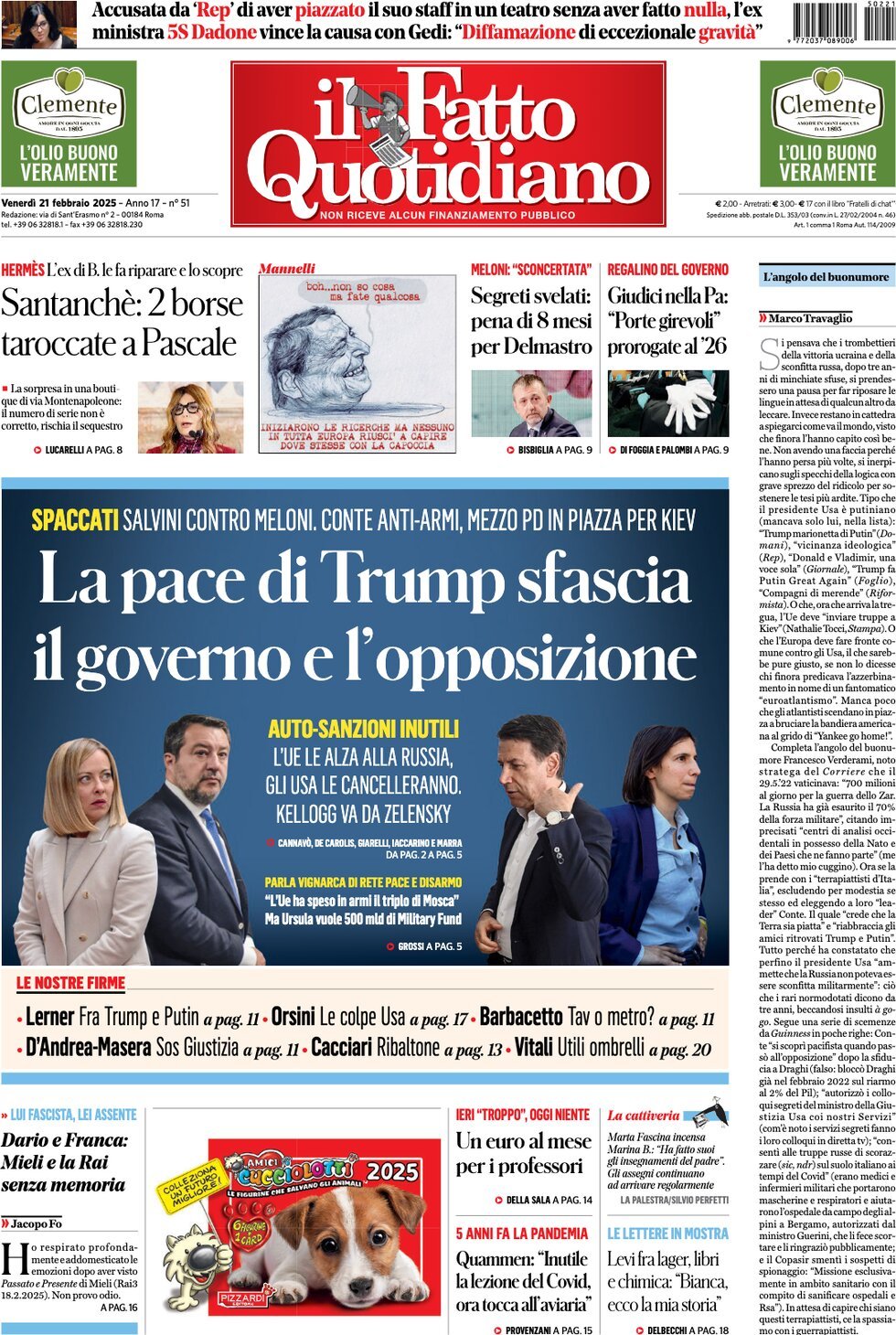 Prima-pagina-il-fatto-quotidiano-edizione-di-oggi-21-02-2025