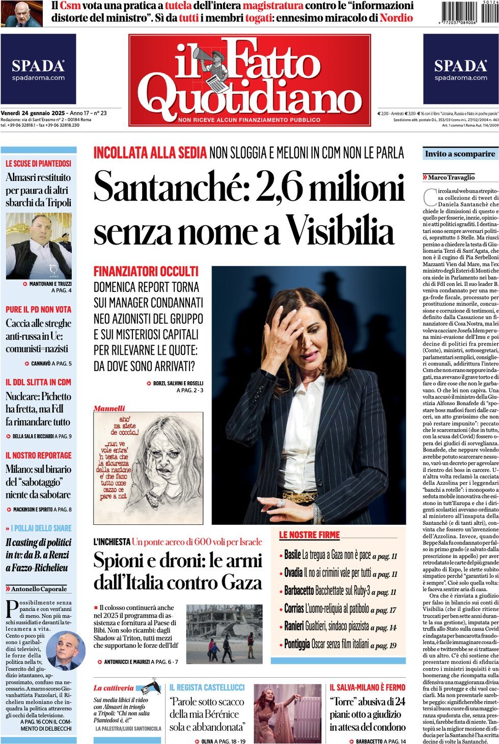 Prima-pagina-il-fatto-quotidiano-edizione-di-oggi-24-01-2025