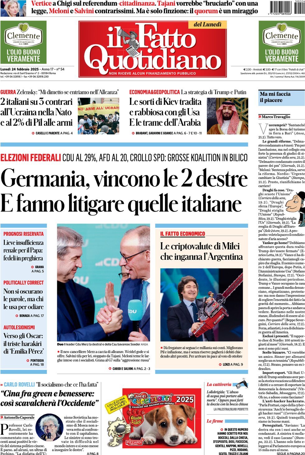 Prima-pagina-il-fatto-quotidiano-edizione-di-oggi-24-02-2025