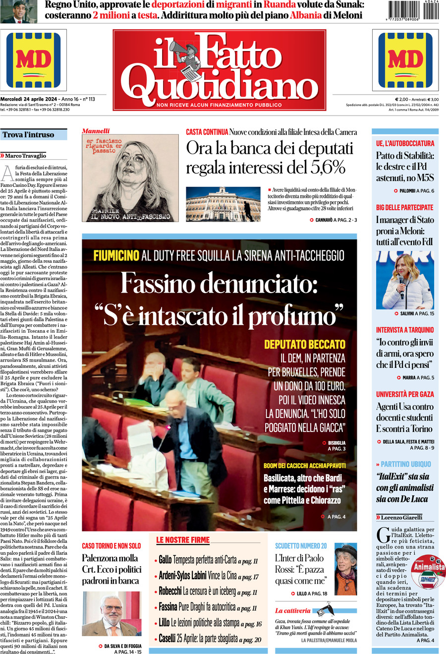 Prima-pagina-il-fatto-quotidiano-edizione-di-oggi-24-04-2024