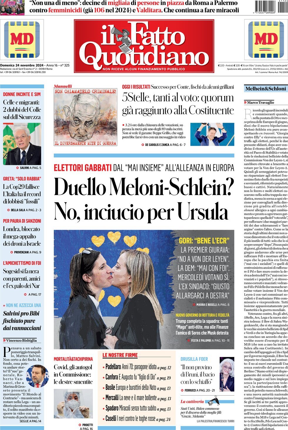 Prima-pagina-il-fatto-quotidiano-edizione-di-oggi-24-11-2024