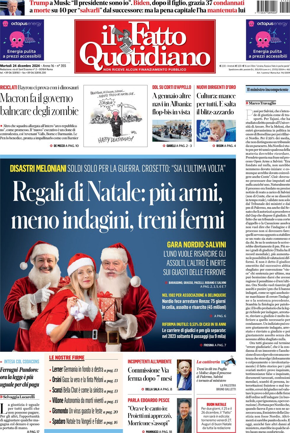 Prima-pagina-il-fatto-quotidiano-edizione-di-oggi-24-12-2024