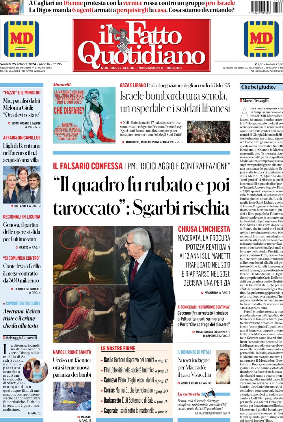 Prima-pagina-il-fatto-quotidiano-edizione-di-oggi-25-10-2024