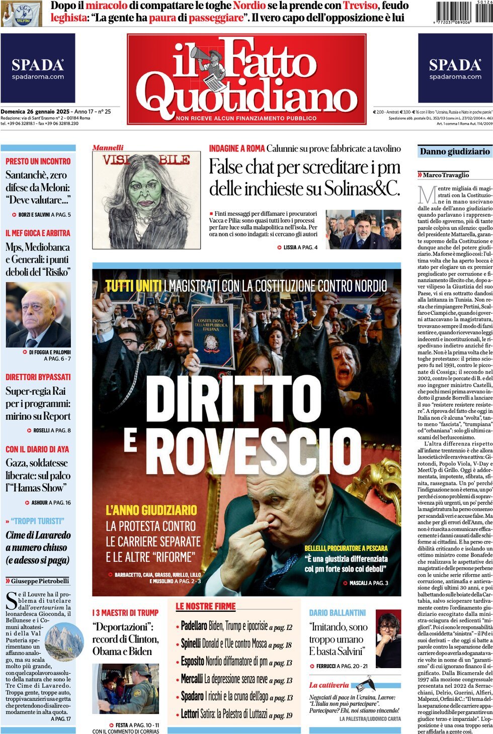 Prima-pagina-il-fatto-quotidiano-edizione-di-oggi-26-01-2025