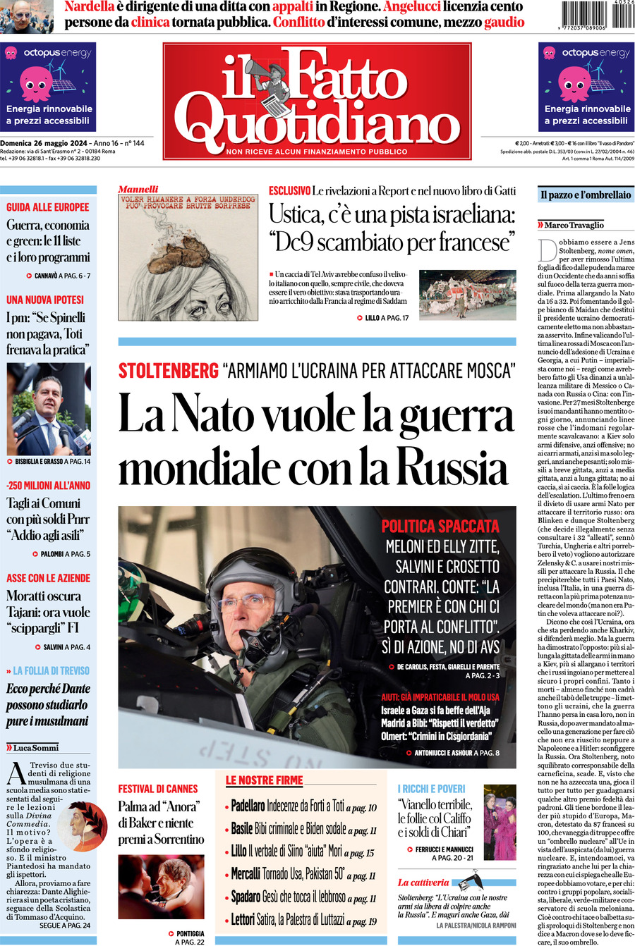 Prima-pagina-il-fatto-quotidiano-edizione-di-oggi-26-05-2024