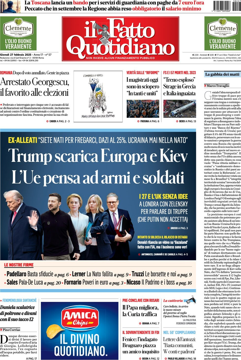 Prima-pagina-il-fatto-quotidiano-edizione-di-oggi-27-02-2025