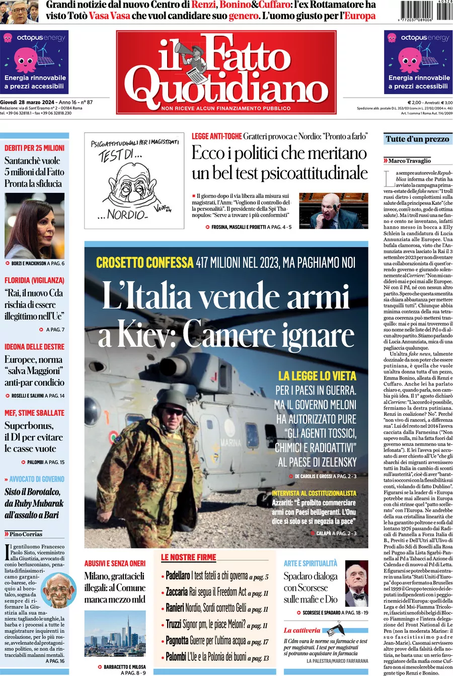 Prima-pagina-il-fatto-quotidiano-edizione-di-oggi-28-03-2024