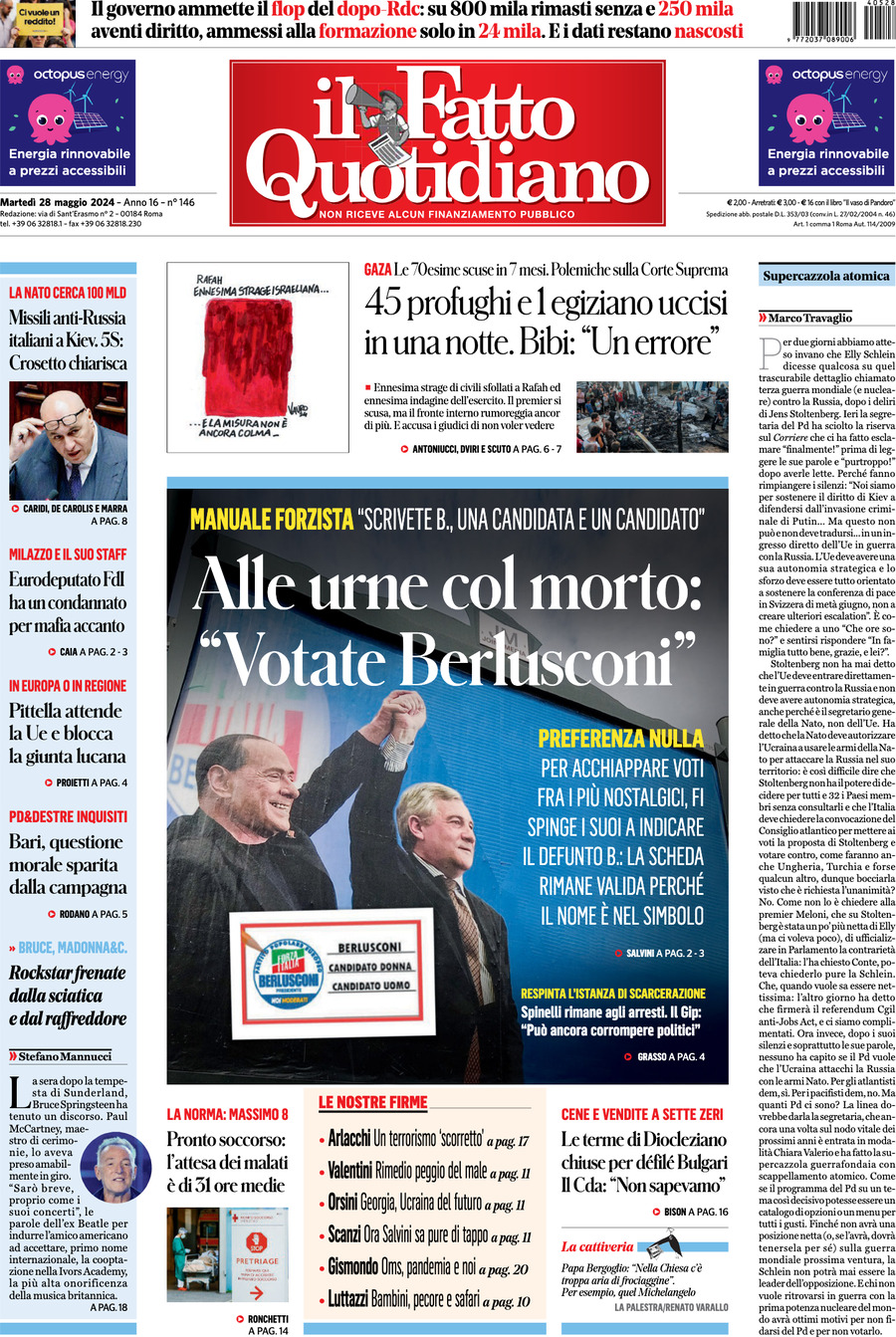 Prima-pagina-il-fatto-quotidiano-edizione-di-oggi-28-05-2024