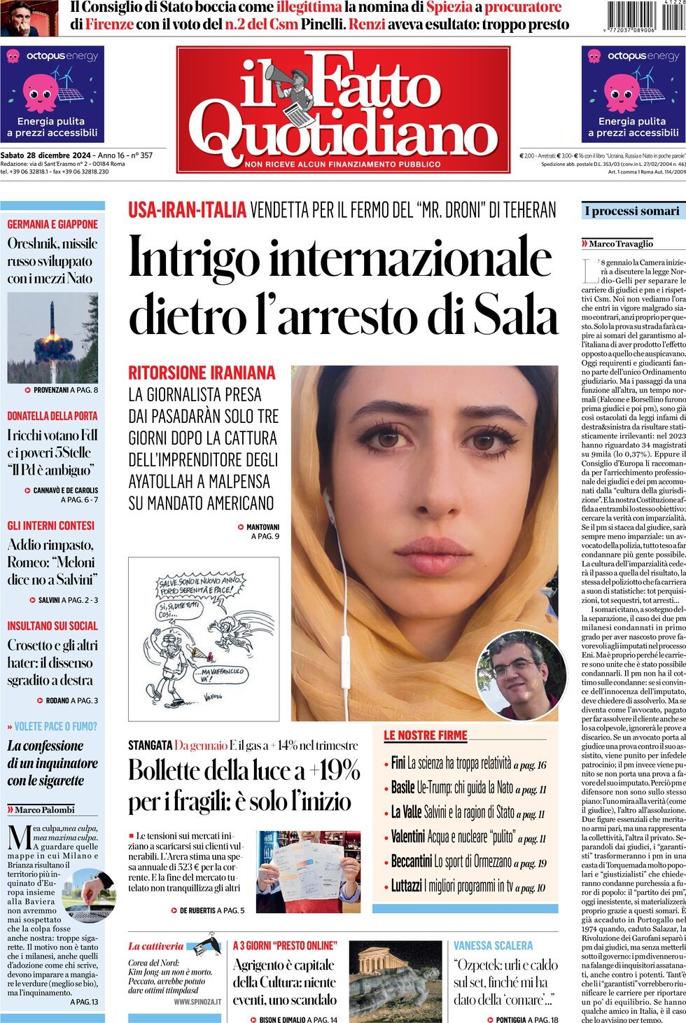 Prima-pagina-il-fatto-quotidiano-edizione-di-oggi-28-12-2024