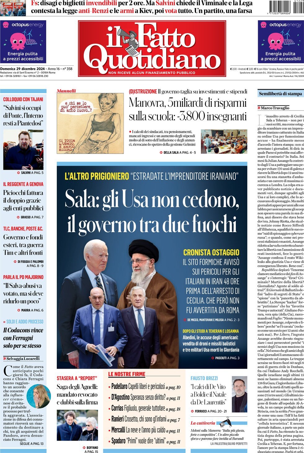 Prima-pagina-il-fatto-quotidiano-edizione-di-oggi-29-12-2024