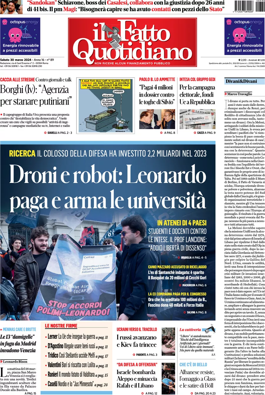 Prima-pagina-il-fatto-quotidiano-edizione-di-oggi-30-03-2024