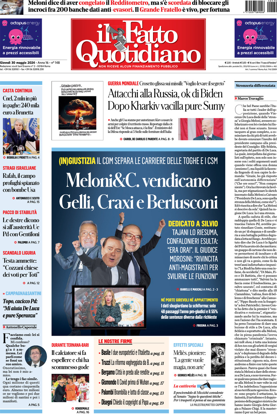 Prima-pagina-il-fatto-quotidiano-edizione-di-oggi-30-05-2024