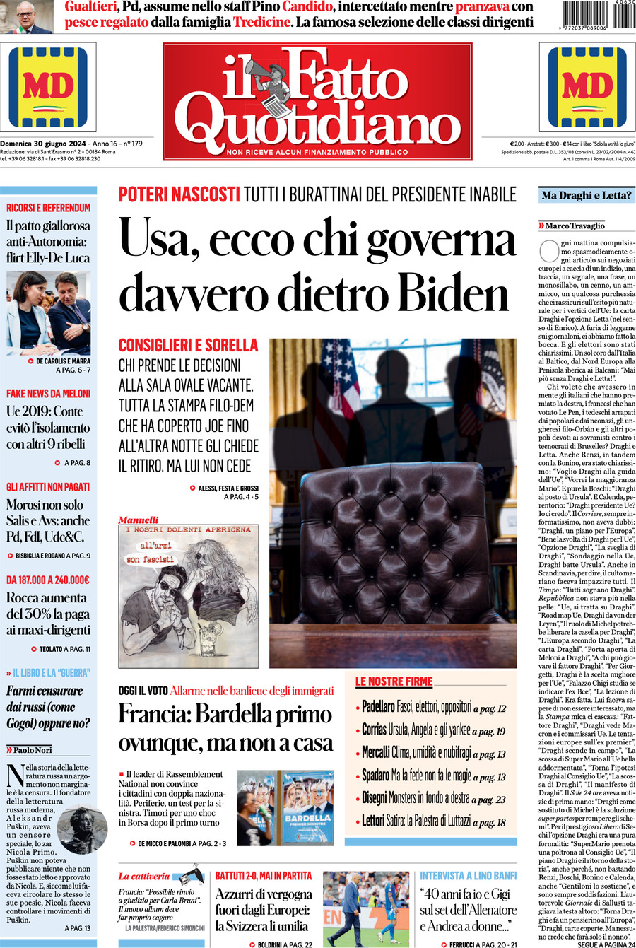 Prima-pagina-il-fatto-quotidiano-edizione-di-oggi-30-06-2024