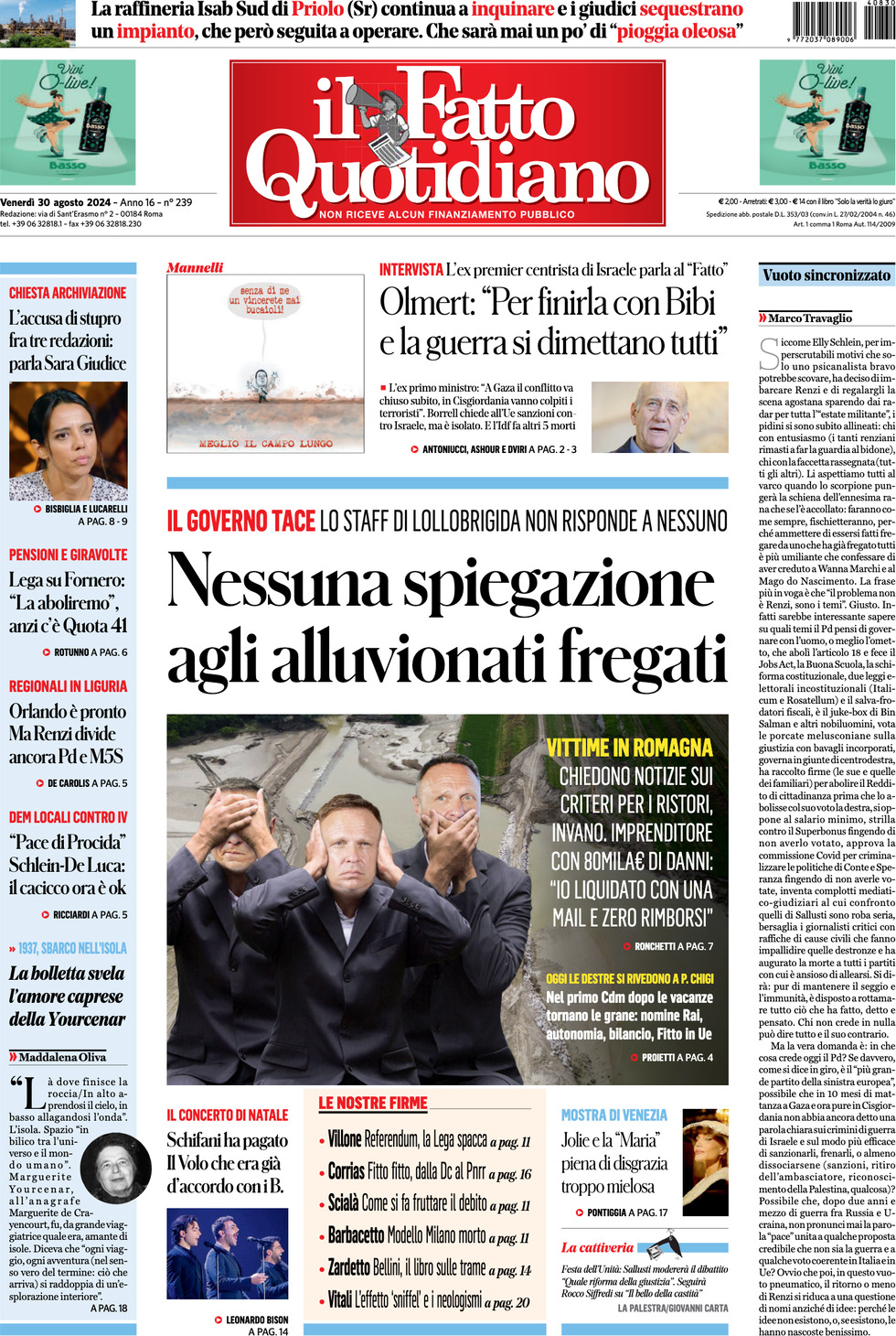 Prima-pagina-il-fatto-quotidiano-edizione-di-oggi-30-08-2024