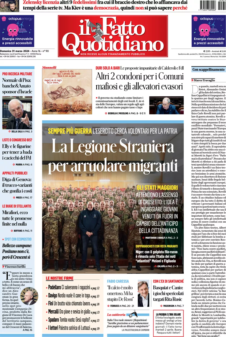 Prima-pagina-il-fatto-quotidiano-edizione-di-oggi-31-03-2024