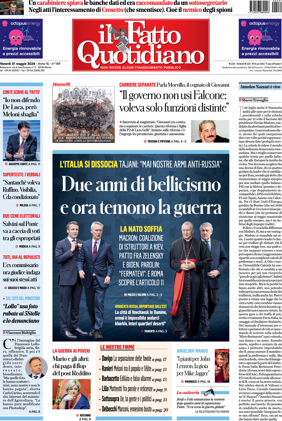 Prima-pagina-il-fatto-quotidiano-edizione-di-oggi-31-05-2024