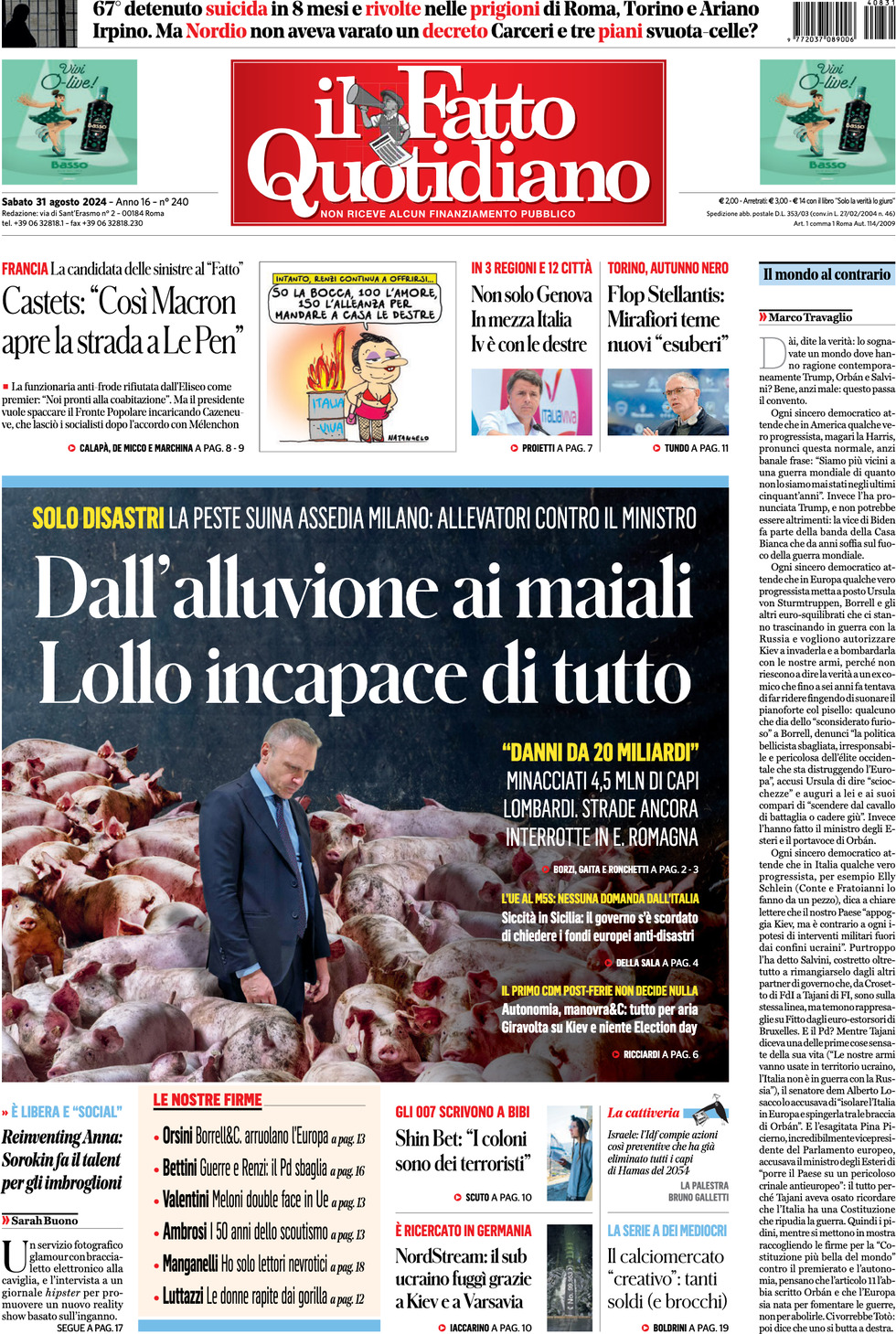 Prima-pagina-il-fatto-quotidiano-edizione-di-oggi-31-08-2024