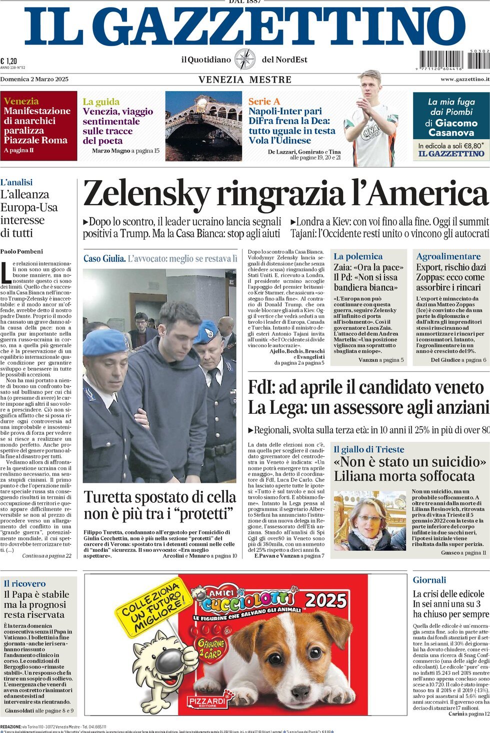 Prima-pagina-il-gazzettino-edizione-di-oggi-02-03-2025