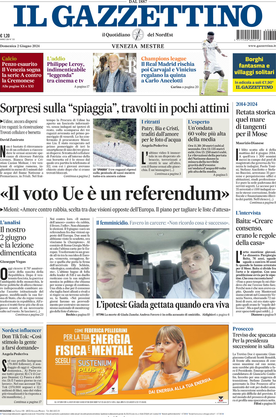 Prima-pagina-il-gazzettino-edizione-di-oggi-02-06-2024