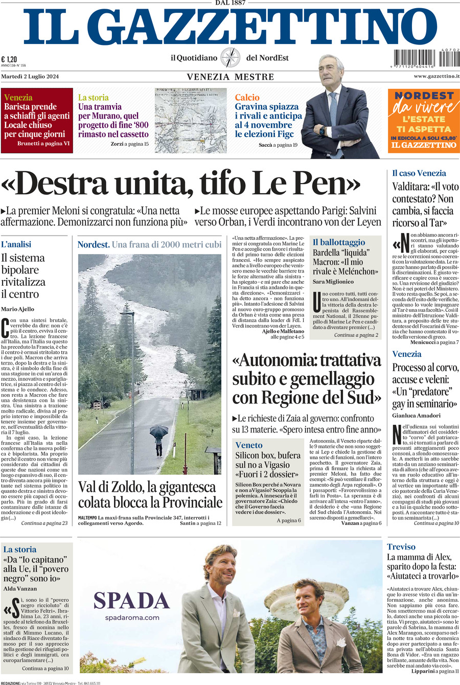 Prima-pagina-il-gazzettino-edizione-di-oggi-02-07-2024