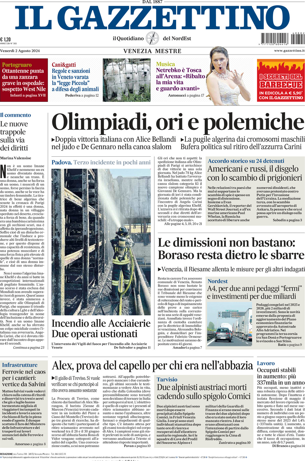 Prima-pagina-il-gazzettino-edizione-di-oggi-02-08-2024