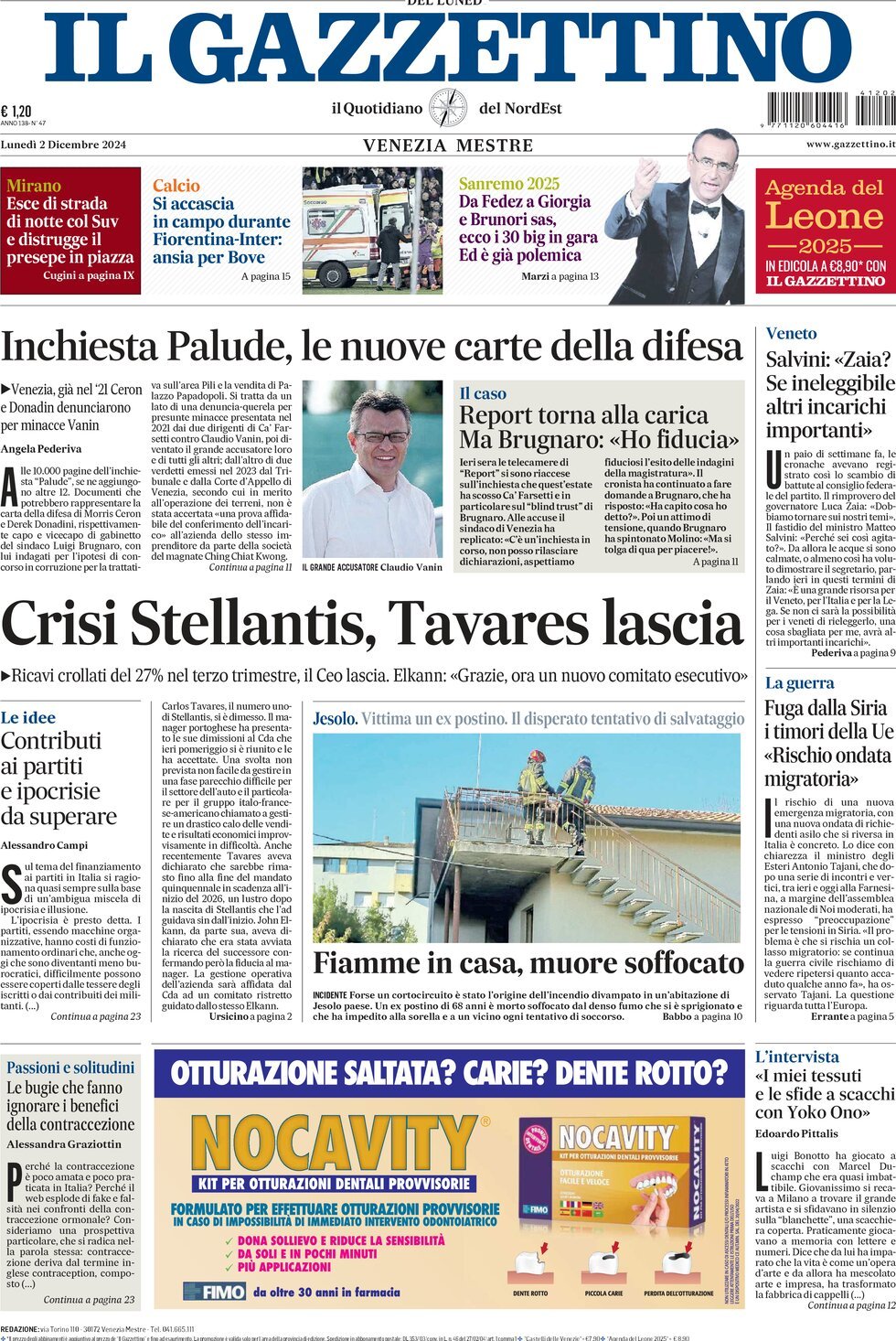 Prima-pagina-il-gazzettino-edizione-di-oggi-02-12-2024