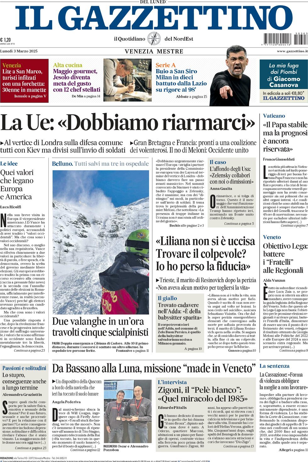 Prima-pagina-il-gazzettino-edizione-di-oggi-03-03-2025