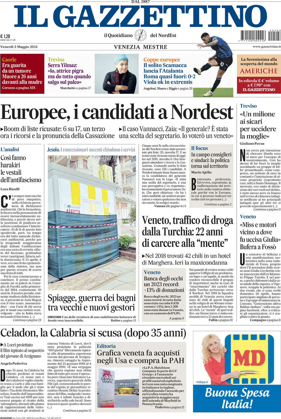 Prima-pagina-il-gazzettino-edizione-di-oggi-03-05-2024